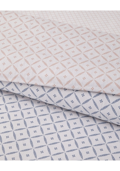 Diamond Bloom Kolay Ütülenir Çift Kişilik Nevresim Takımı 200x220 Cm Mavi - Pembe
