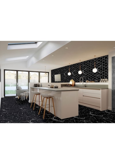 Tink Kendinden Yapışkanlı Siyah-beyaz Mermer Desenli Pvc Panel 41x62cm