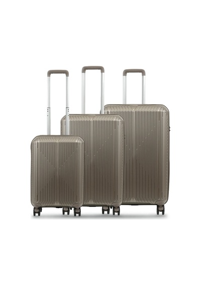 Ground Dikey Çizgili 3'lü Set Valiz 10728 Krom