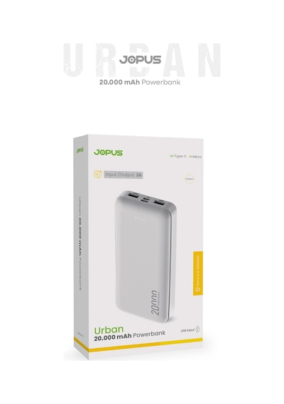 Jopus 20000mah Powerbank - Led Işık Göstergeli - Taşınabilir Şarj Cihazı Beyaz