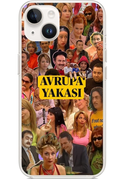 Apple Uyumlu iPhone 13 - 14 Avrupa Yakası Baskılı Silikon Kılıf Renkli