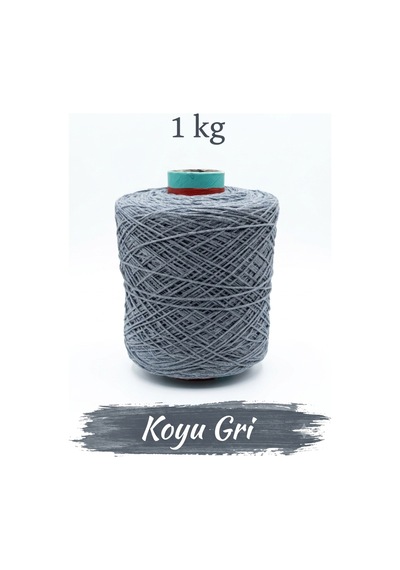 Premium İnce Cotton Zincir Makrome İpi Koyu Gri 1 Kg - 2 Mm Çanta Runner İpi