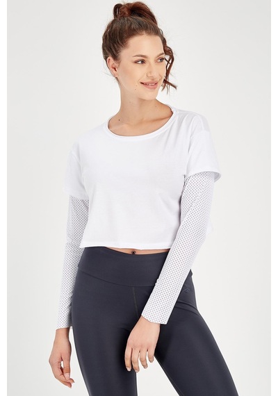 Maraton Active Regular Kadın Bisiklet Yaka Uzun Kol Fitness Beyaz Sweatshirt 18557-beyaz Beyaz