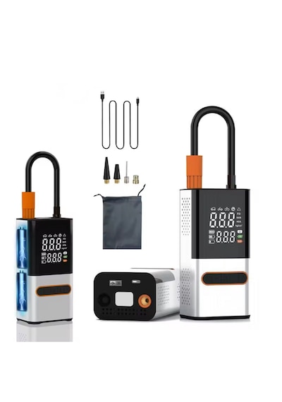 4000 Mah Şarjlı Taşınabilir Araba Lastik Hava Top Şişirme Pompası Led Işıklı Dijital Hava Kompresörü Metalik Gri 4000 Mah Şarjlı Taşınabilir Araba Lastik Hava Top Şişirme Pompası Led Işıklı Dijital Hava Kompresörü Metalik Gri