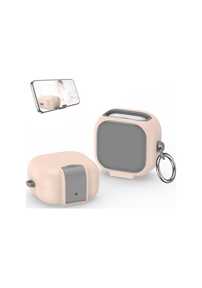 Samsung Uyumlu Galaxy Buds 4 Pro / Buds 4 İle Uyumlu Kılıf Standlı Kilitli Tpu Premium Matte Trip Case Açık Pembe