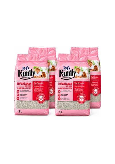 Pets Family Topaklanan Kedi Kumu Parfümsüz İnce 5 L X 4 Adet 20 Kg