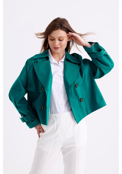 Pastelastore %100 Pamuk Gabardin Astarlı Oversize Geniş Kalıp Kadın Crop Kısa Trençkot 1122 Zümrüt Yeşili Pastelastore %100 Pamuk Gabardin Astarlı Oversize Geniş Kalıp Kadın Crop Kısa Trençkot 1122 Zümrüt Yeşili