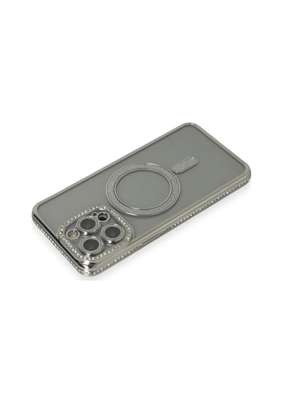 Apple Uyumlu iPhone 15 Pro Uyumlu Kılıf Joke Simli Magneticsafe Kılıf - Gri