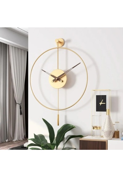 MetaQuartz Aksesuar (Orta Boy-38*58 cm)-Gold Tiktok -ceviz 18 Akrep Yelkovan , Modern Gold