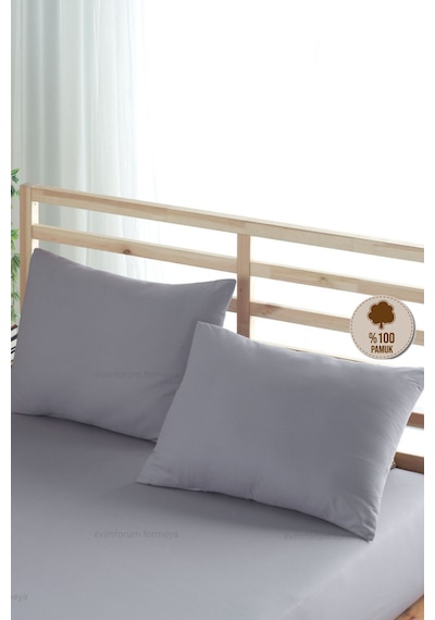 Formeya Ranforce %100 Pamuk Yastık Kılıfı 2 Adet 50X70 Kapaklı Gri