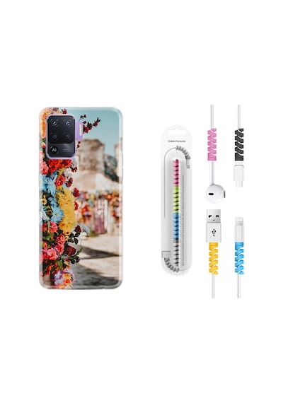 Oppo Reno 5 Lite Kılıf Kablo Koruyuculu Gerçek Çiçekler 1743