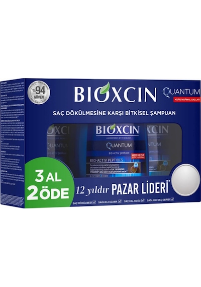 Bioxcin Quantum Normal ve Kuru Saçlar için Saç Dökülmelerine Karşı Şampuan 3 x 300 ML