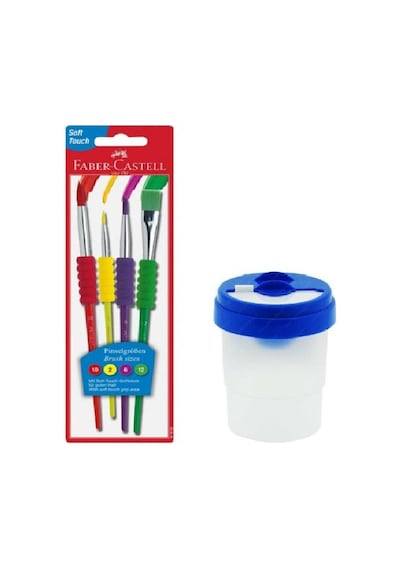 Fırça Seti 4 Lü Ve Fırça Temizleme Kabı 1 Adet Faber Castell Fırç