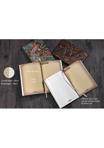 Sert Sırtlı Defter, A5 Astarlı, Vintage Deri Günlük, Kadın Ve Erkekler İçin, Kabartmalı, El Yap
