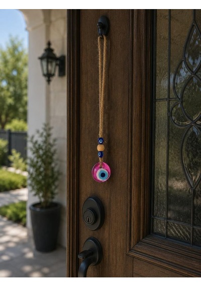 Nazar Boncuğu Dikiz Aynası Süsü Pembe Renkli 3 Cm Duvar Süsü El Yapımı Cam Kapı Süsü