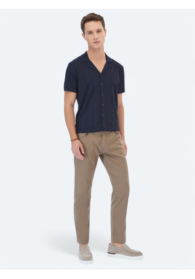 Kip Lacivert Regular Fit Kısa Casual Gömlek