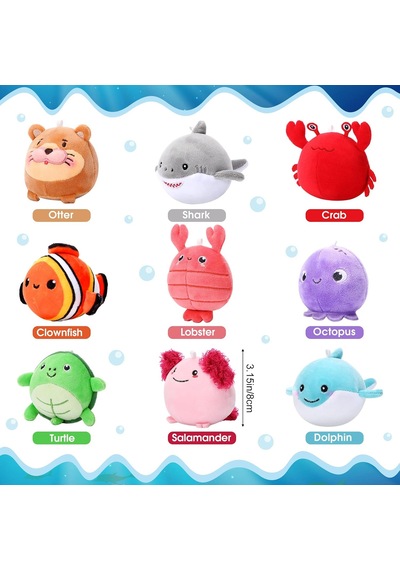 Tr 9 Adet Mini Deniz Dünyası Pelüş Hayvanlar 8 Cm Sevimli Deniz Hayvanları Yumuşak Renkli Okyanus Pelüş Oyuncakl Genel