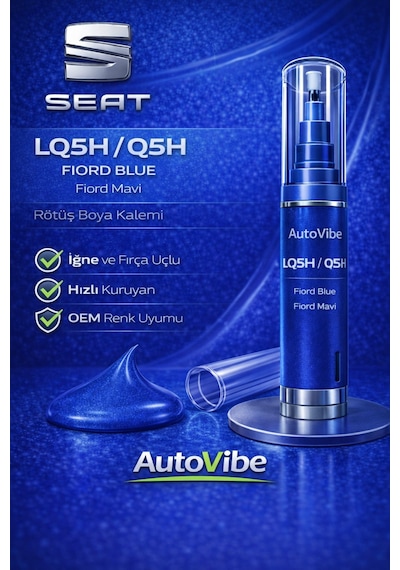Seat Rötuş Boya Kalemi Lq5h / S5q Fiord Blue 2si1arada Çizik Giderici Skoda Vw Audi - Vag Grubu-