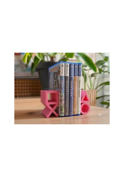Ps5 Logolu Cd Stand Rafı, İkonik Tuş Simgeli Oyun Kutusu Cd Rafı Stand Organizer12