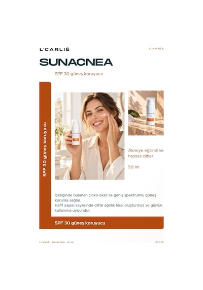 L'carlıe Sunacnea Güneş Kremi Spf 30 Yüz 50 Ml