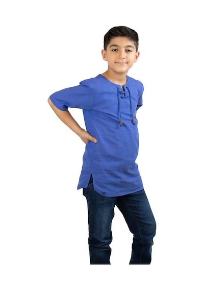 Eliş Şile Bezi Kısa Kol Şile Bezi Zımbalı Erkek Çocuk Tshirt Saks 3050