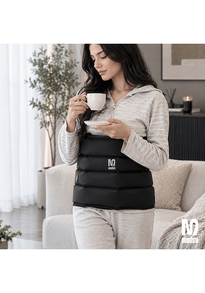 Modsy Kompresyon Lenf Drenaj Masaj Aleti - 3 Mod 10 Seviye, Giyilebilir, 5 Odacıklı, Hava Basınçlı Masaj Cihazı Siyah