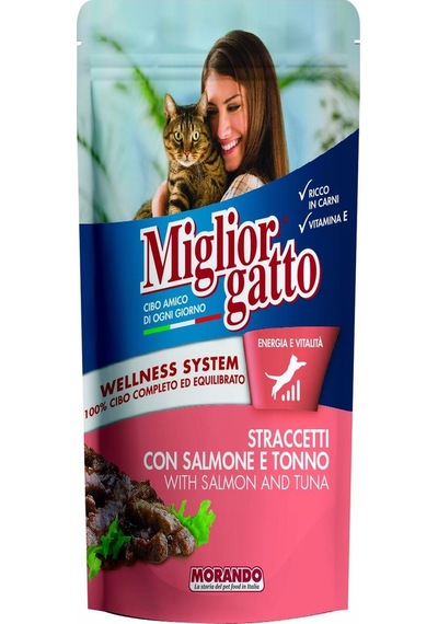 Miglior Gatto Somon ve Tuna Balık Parçalı Pouch Yetişkin Kedi Maması 100 G