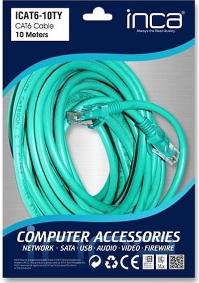 Inca Cat6 26 Awg 10 Metre Yeşil  Poşet