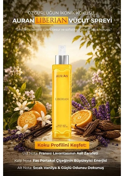 Auran Liberian Parfümlü Kadın Vücut Spreyi Çekici Ve Etkileyici Vücut Misti Body Mist Spray 150ml