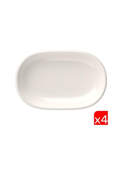 Tabak Evi Porselen Magnus Oval Kayık Tabak 18x11x2,50cm 4 Lü Krem