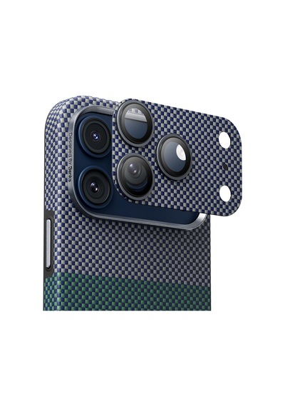 Apple Uyumlu   iPhone 17 Pro Benks Armorwarrior Aurora Serisi Kevlar Kamera Lens Koruyucu Mavi