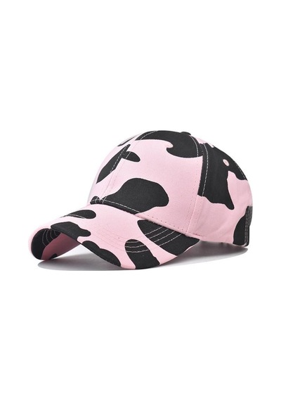 Valkyrie İnek Desenli Kadın Şapka Ayarlanabilir Baseball Cap Pembe Siyah Spor Günlük Unisex Pembe - Siyah