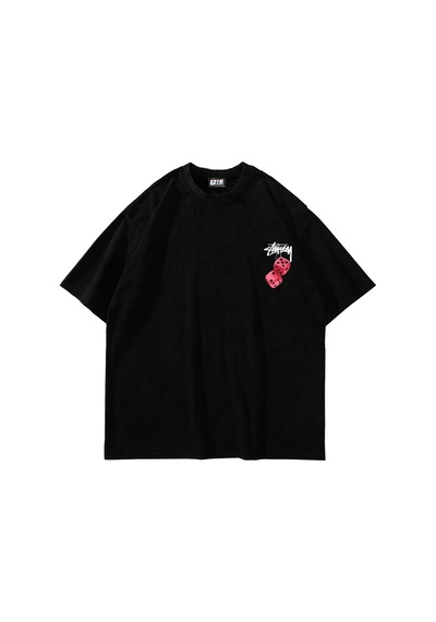 Tarzsokak Sts. Dice Sırt Baskılı Oversize Unisex Beyaz Siyah