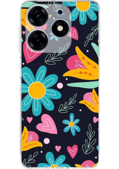Tecno Spark 10 Pro İle Uyumlu Retro Color 1 Kamera Korumalı Şeffaf Kılıf Şeffaf