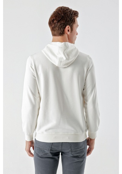 Morven Erkek Beyaz Trend Kapüşonlu Sweat-shirt Beyaz
