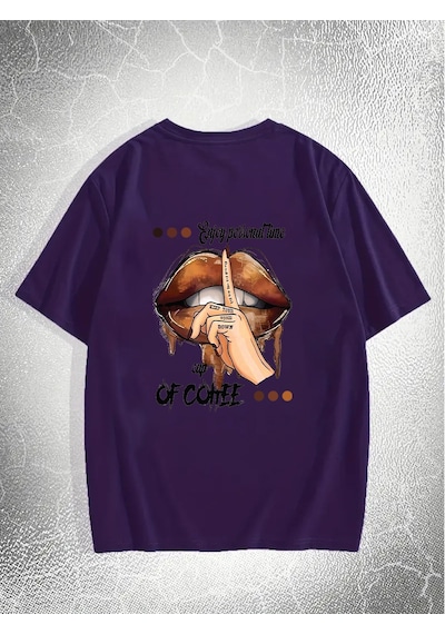 Unisex Enjoy Personel Time Baskılı Tasarım Tshirt Mor