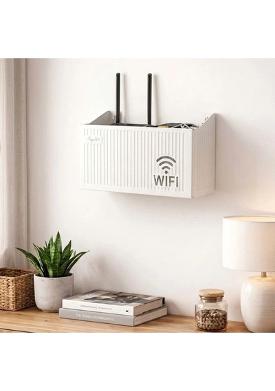 Buffer Duvar Tipi Wi-fi Modem Saklama Kutusu Beyaz Kablo Düzenleyici Router Raf Organizer