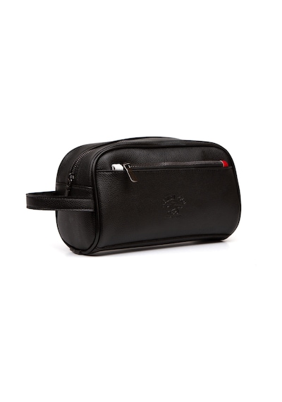 Newısh Polo Accessorıes Erkek Siyah Suya Dayanıklı Suni Vegan Deri Traşlık Bakım Seyahat El Çantası Portföy/clutch Siyah