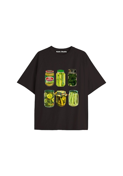 Kalic Studio Y2k Vintage Pickles Baskılı Siyah T-shirt Kod 256 Siyah-256