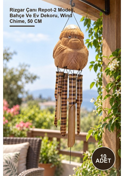 10 Adet Maymun Büstü Rüzgar Çanı Rizgar Çanı Repot-2 Modeli, Bahçe Ve Ev Dekoru, Wind Chime, 50 Cm