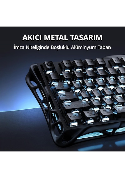 Gravastar Mercury K1 Rgb Kablosuz Mekanik Gaming Klavye, İngilizce Q, Stealth Black