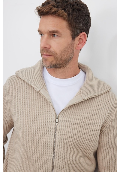 Tudors Erkek Slim Fit Dik Yaka Fermuarlı Vizon Düz Hırka-41800 Vizon
