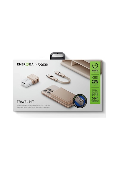 X Bazic 25w Adaptör Alupac 10.000 Mah Powerbank Ve Alucable 60w Usb To Lightning Kablolu Set Travel Çanta - Gold Koyu Gri