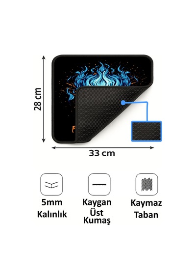 Kurukafa Fury Tasarımlı 33x28 Cm Mousepad Kaymaz Taban Rahat Konforlu Mouse Pad