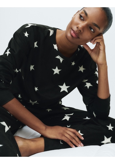 Marks & Spencer Polar Baskılı Pijama Takımı T37004626F Siyah Mix