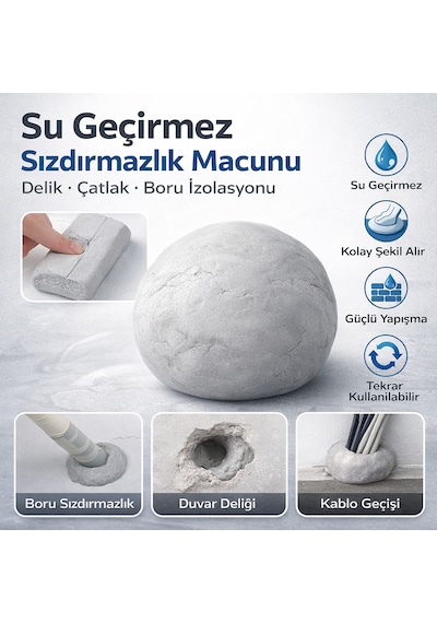 2 Adet Su Geçirmez Tamir Macunu - Boru, Duvar Ve Çatlak Onarıcı Çok Amaçlı Yalıtım Kiti