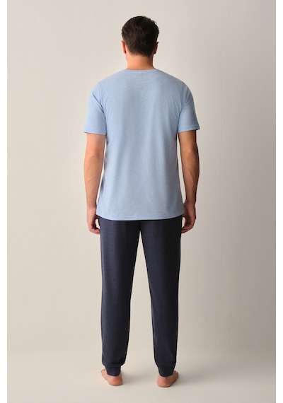 Suwen David Erkek Pijama Takımı Sh267156601558 Indigo Melanj