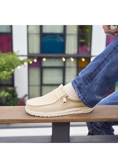 Hey Dude Wally Stretch Sox Erkek Günlük Ayakkabı-33032 Krem-kırık Beyaz