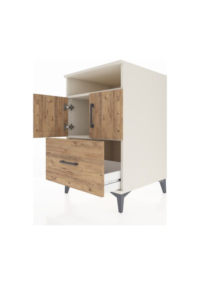 Kronos Komodin 2 Raflı Tek Çekmeceli 2 Kapaklı 60x59x96 Aytaşı-çam Aytası