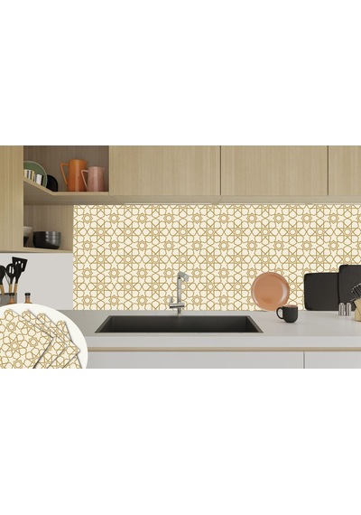 Tink Kendinden Yapışkanlı Gold Selçuklu Desenli Pvc Karo 30x30 Cm